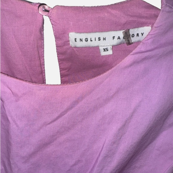 English Factory Scallop Detail Cotton Lilac Mini Dress, Size XSmall - Picture 5 of 6